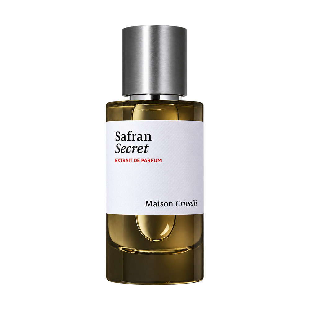 Maison Crivelli Safran Secret perfume bottle on transparent background