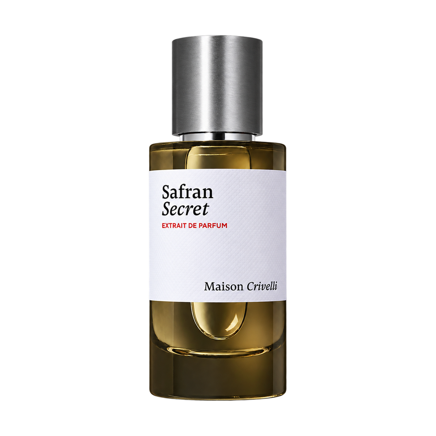 Maison Crivelli Safran Secret perfume bottle on transparent background