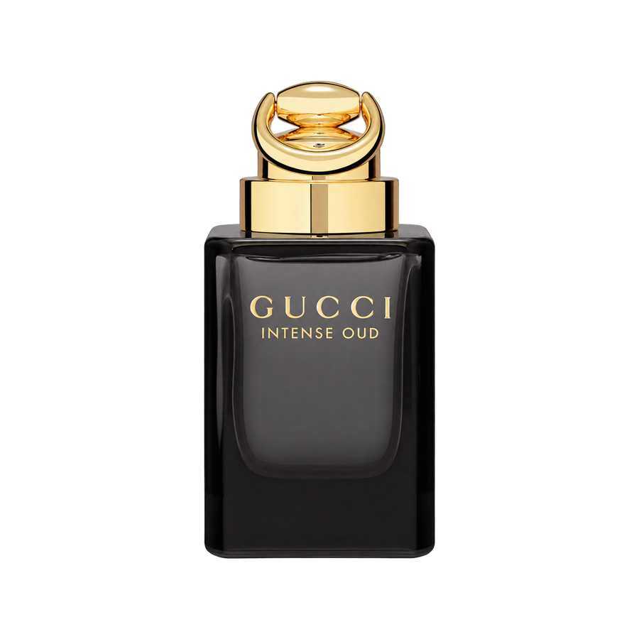 GUCCI INTENSE OUD EDP 90ML — bottle only, transparent background and matched sizing
