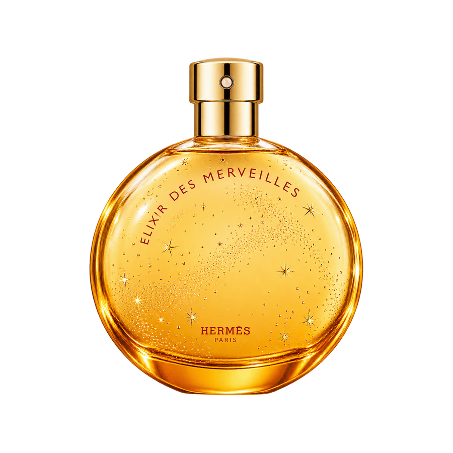 Hermès Elixir des Merveilles EDP — front-facing bottle-only transparent image, balanced size