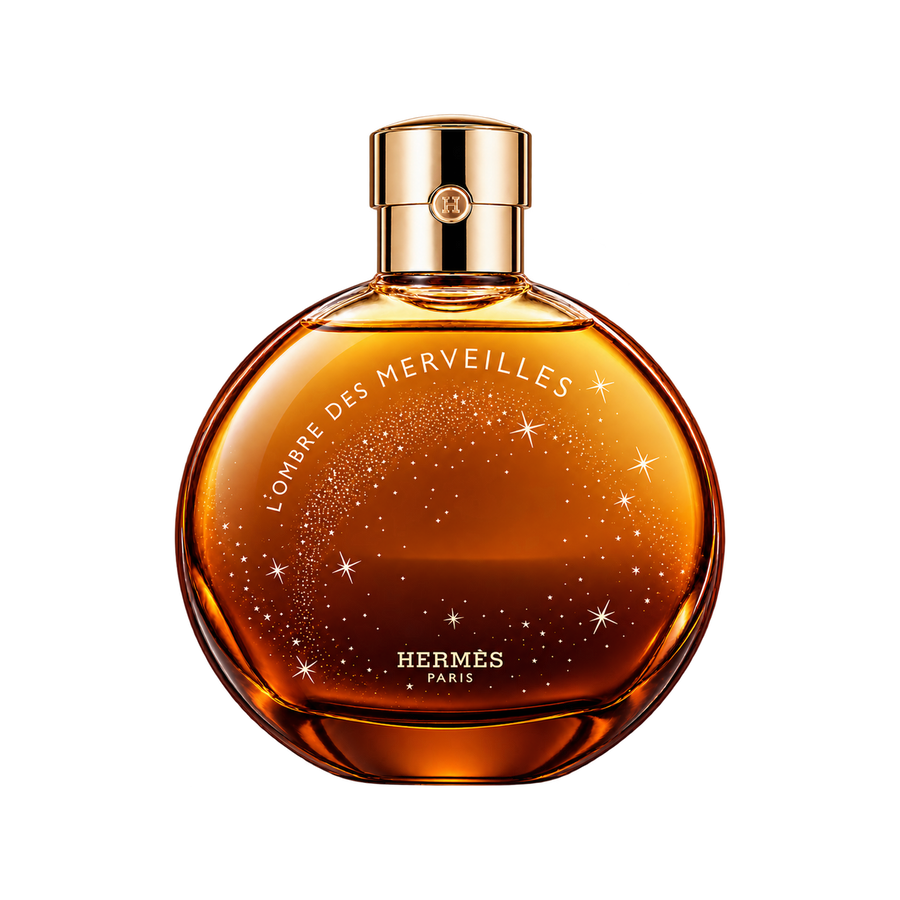 Hermès L'Ombre des Merveilles EDP — front-facing bottle-only transparent image, balanced size
