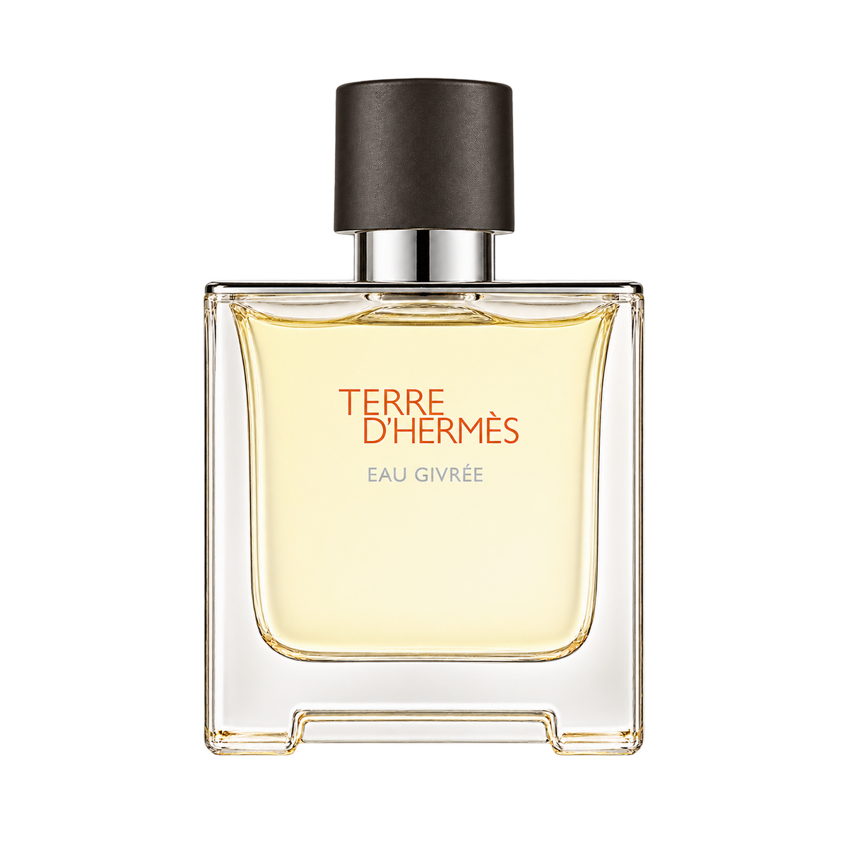 Hermès Terre d’Hermès Eau Givrée — centered front-facing bottle only, transparent background