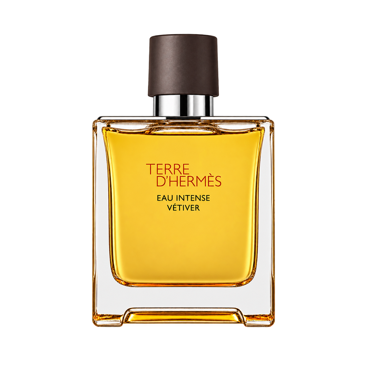 Hermès Terre d’Hermès Eau Intense Vétiver EDP — centered front-facing bottle only, transparent background