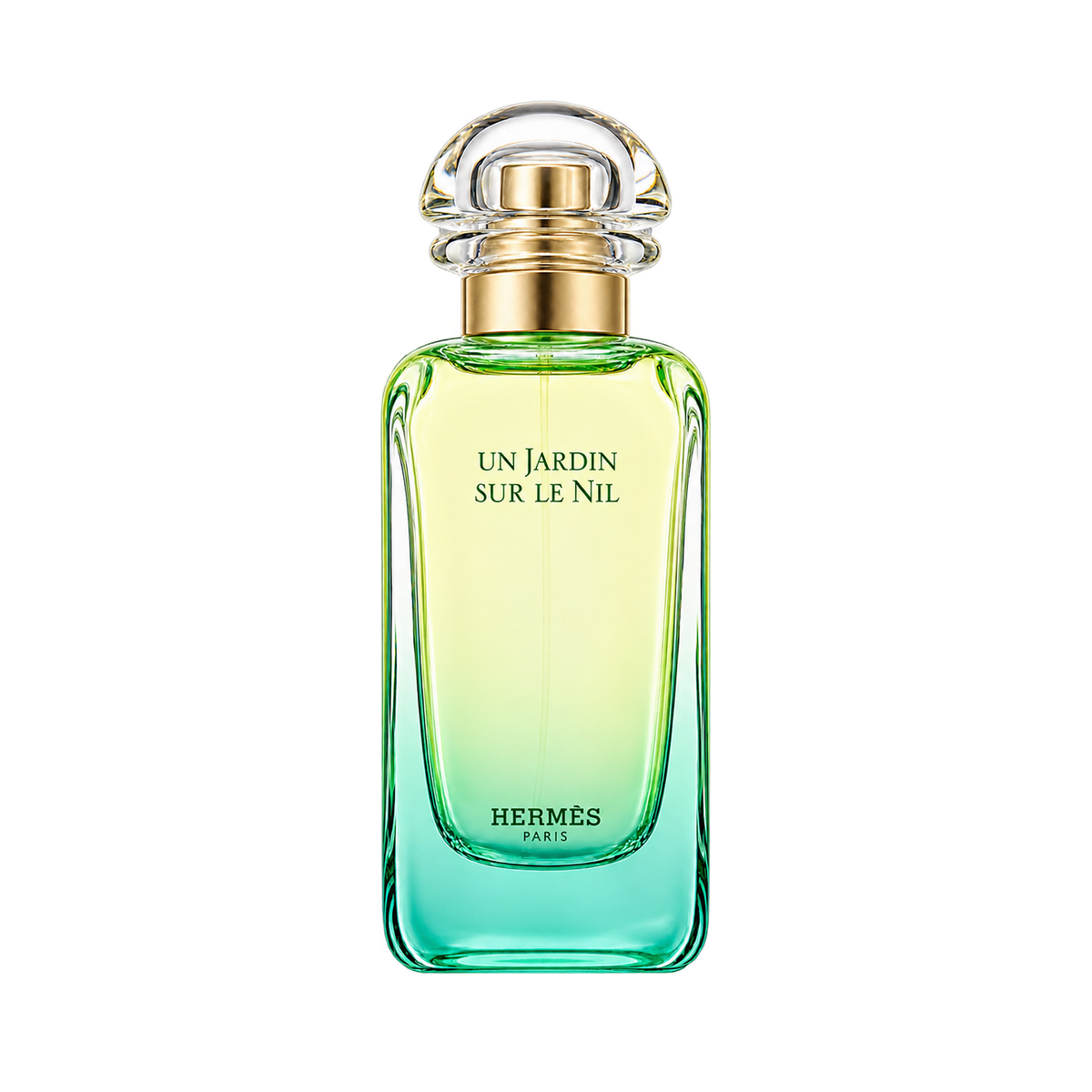 Hermès Un Jardin sur le Nil EDT 100ml — centered front-facing bottle only, transparent background