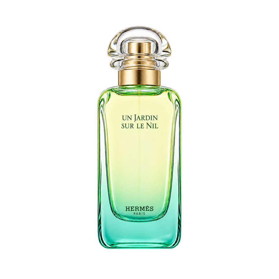 Hermès Un Jardin sur le Nil EDT 100ml — centered front-facing bottle only, transparent background