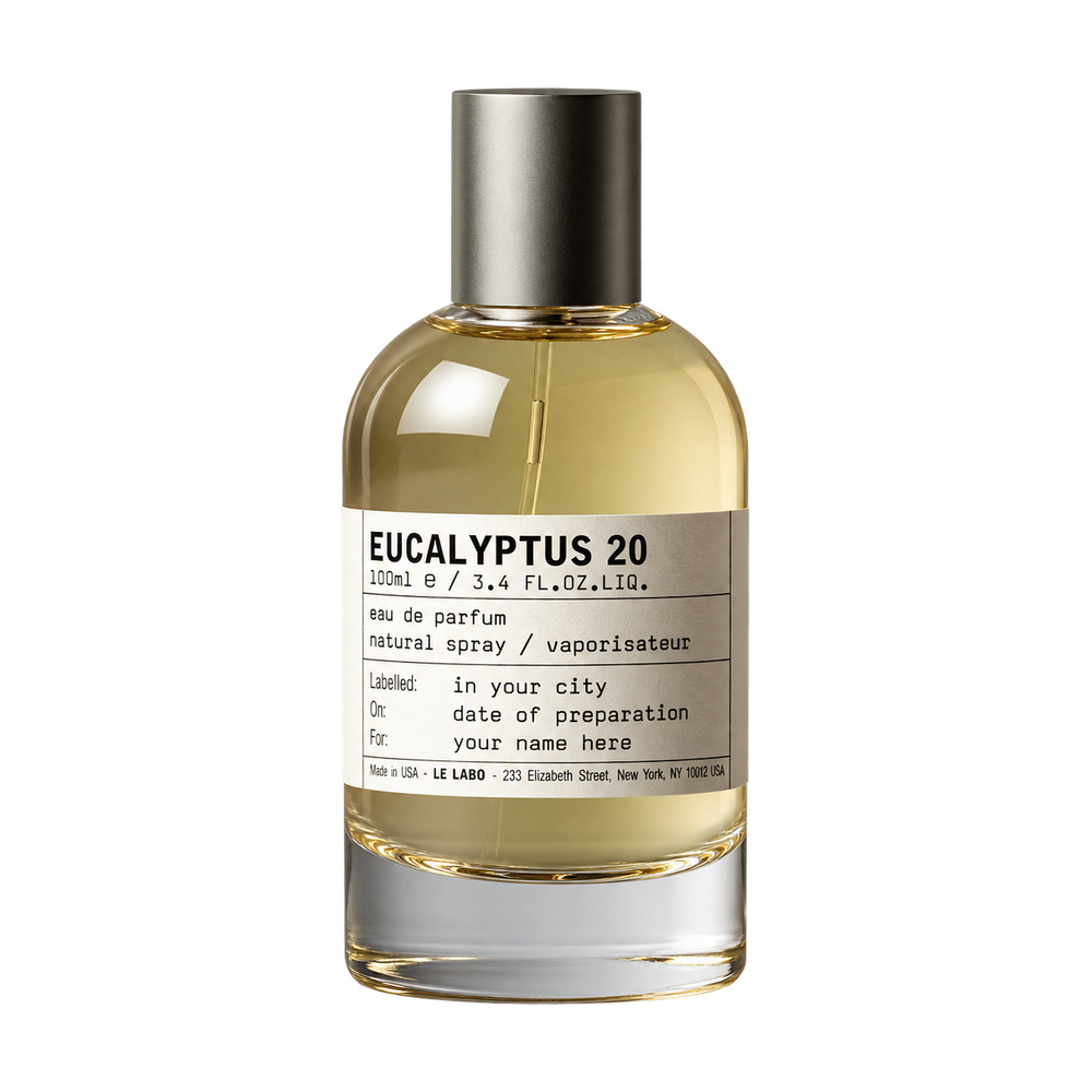 Le Labo eucalyptus 20 Eau de Parfum 100ml bottle on transparent background