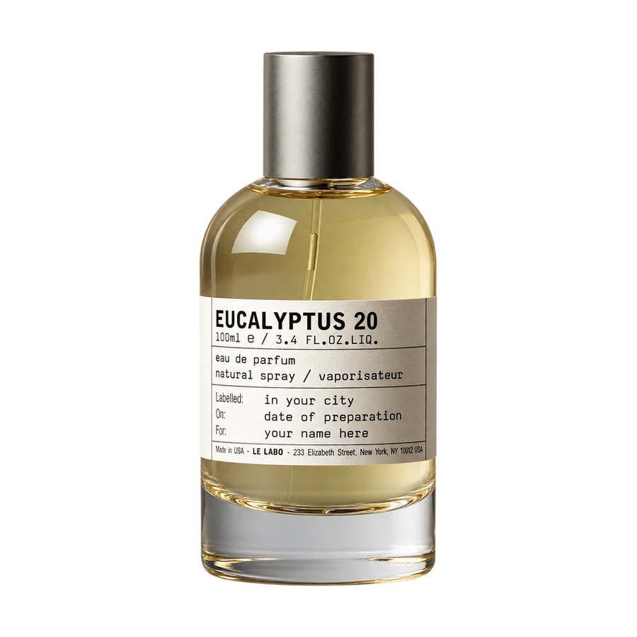 Le Labo eucalyptus 20 Eau de Parfum 100ml bottle on transparent background