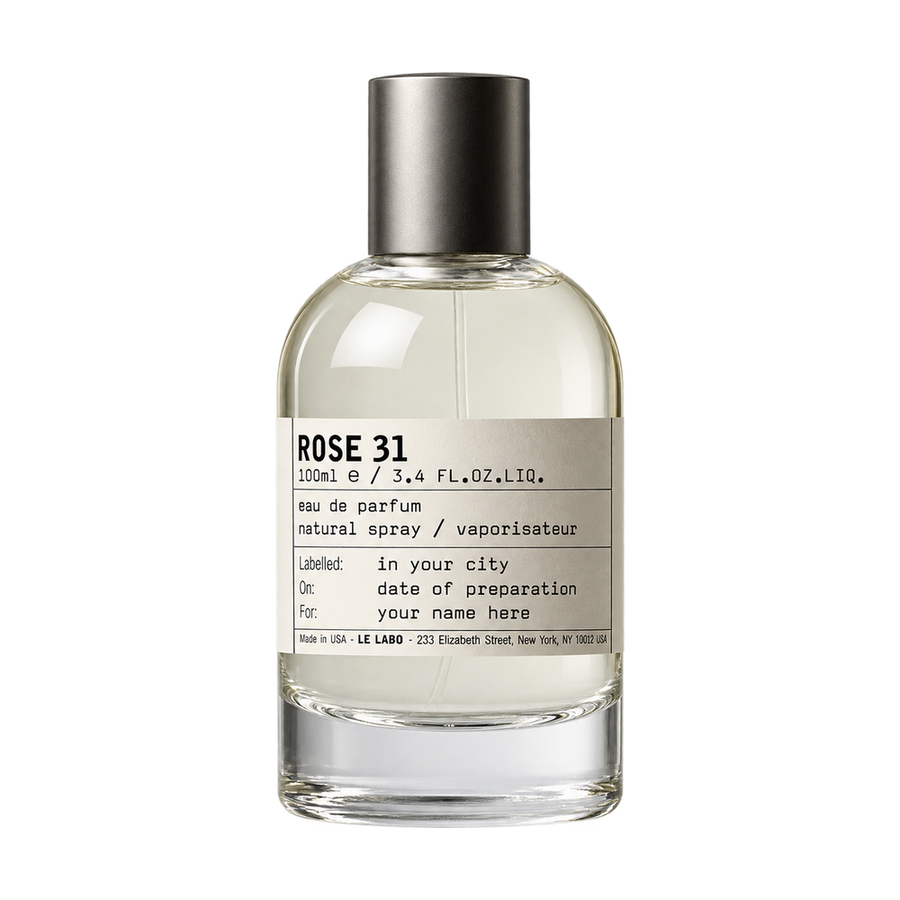 Le Labo rose 31 Eau de Parfum 100ml bottle on transparent background