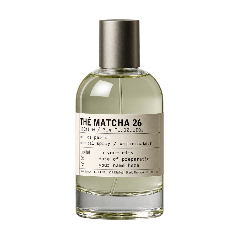 Le Labo the matcha 26 Eau de Parfum 100ml bottle on transparent background
