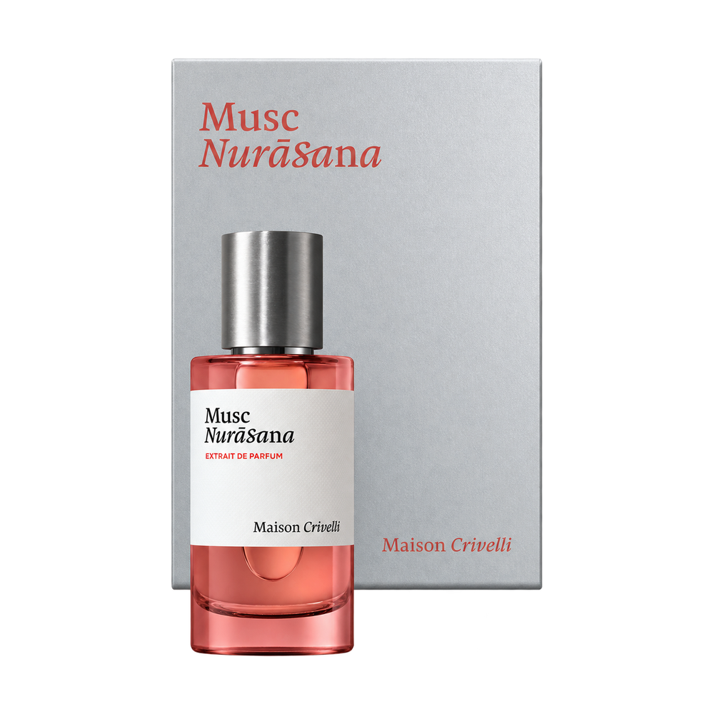 Maison Crivelli Musc Nurāsana bottle and packaging on transparent background