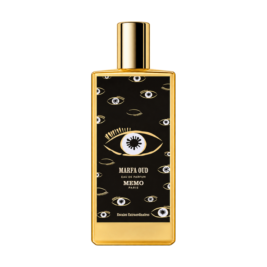 Memo Paris Marfa Oud perfume bottle on transparent background