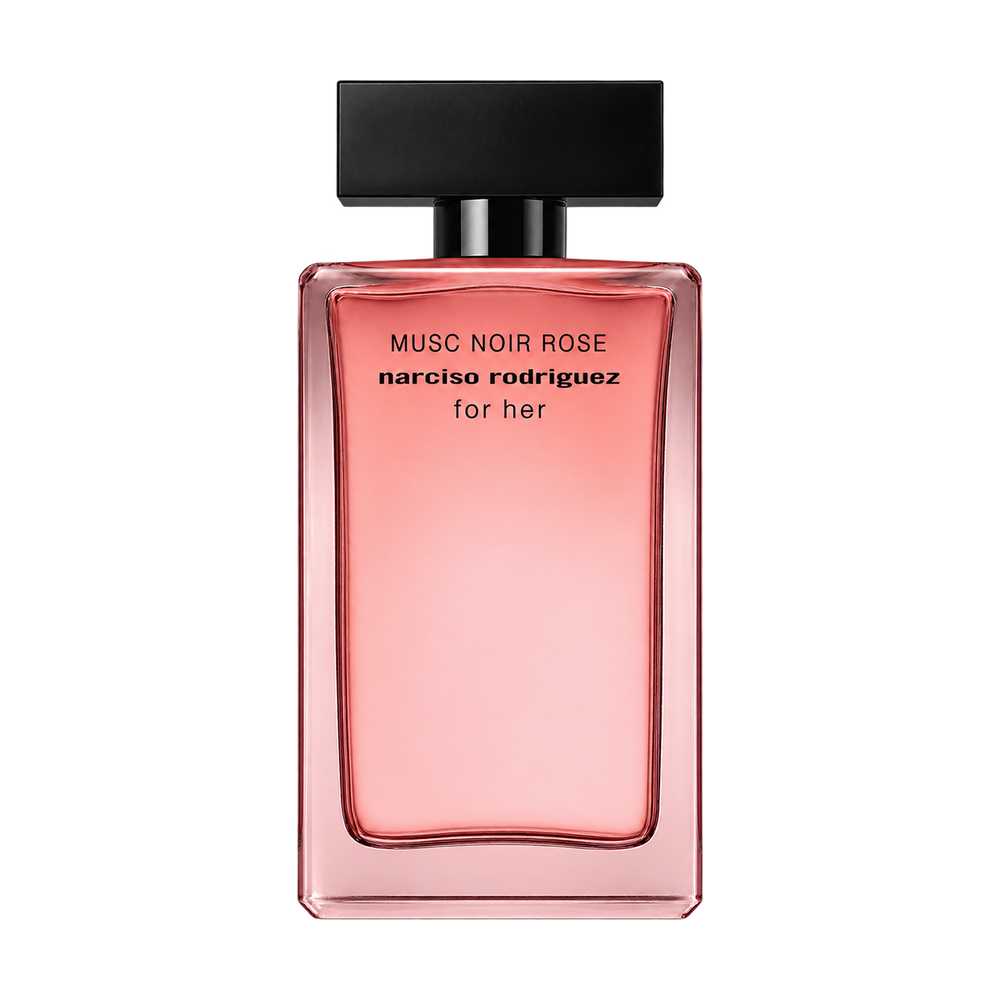 Narciso Rodriguez For Her Musc Noir Rose perfume bottle on transparent background