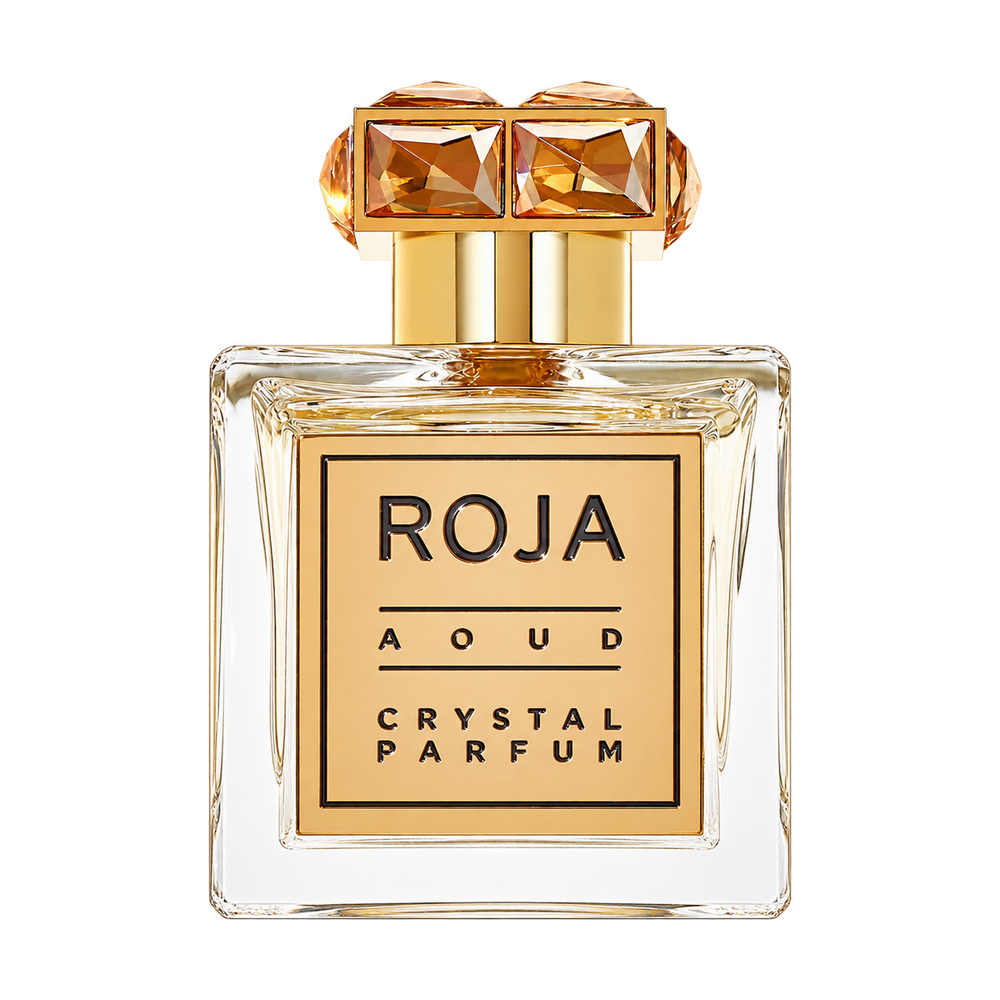 ROJA PARFUMS AOUD CRYSTAL PARFUM 100ML — upright bottle on transparent background